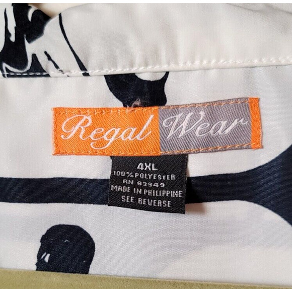 Sz 4XL Regal Wear Men's Comfort Wear Shirt Black & White Basketball Print Button - Picture 5 of 6